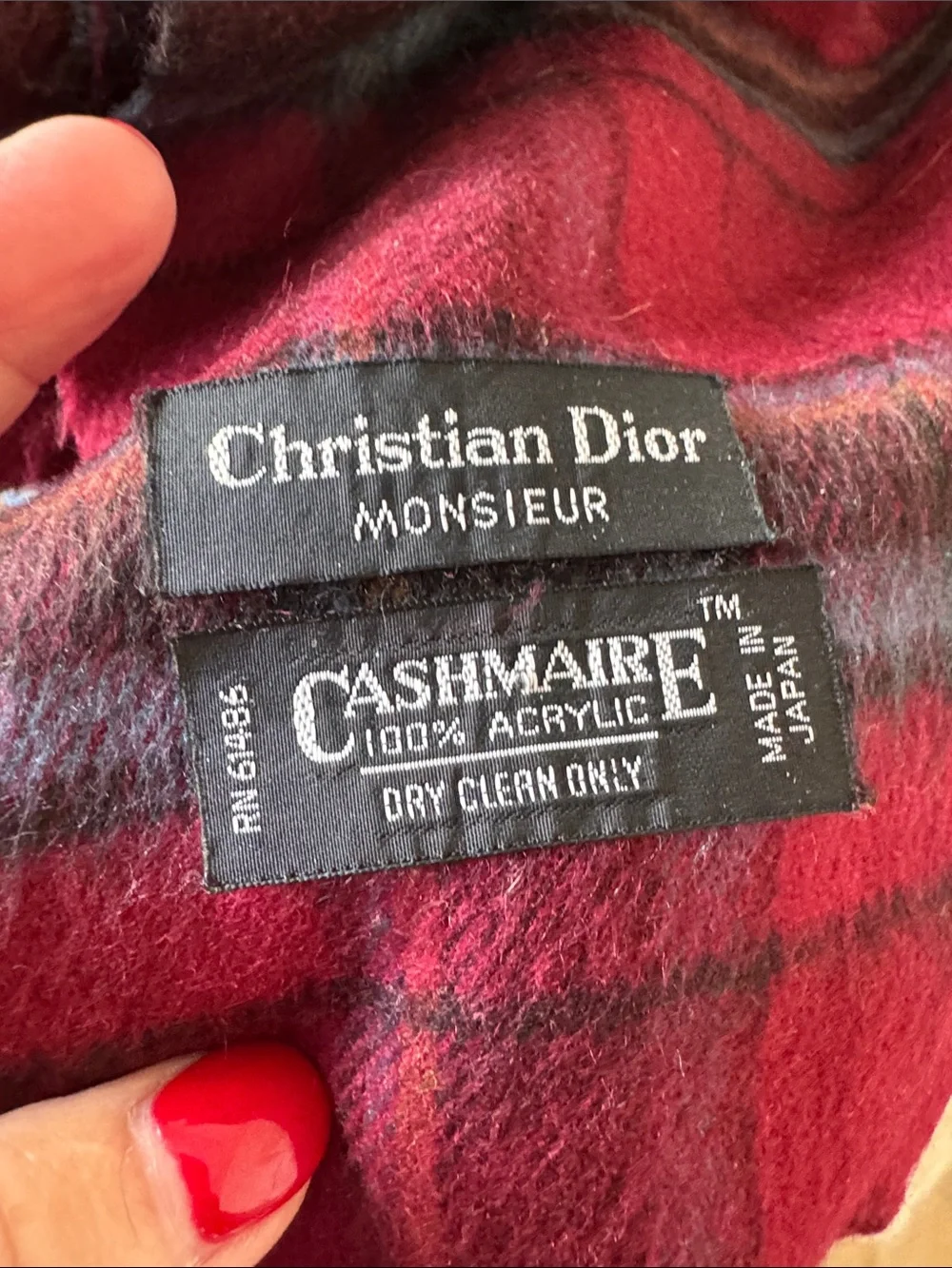 Vintage Christian Dior plaid scarf